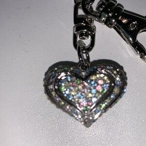 Rhinestone multicolor Heart purse/bag charm keychain nwt
